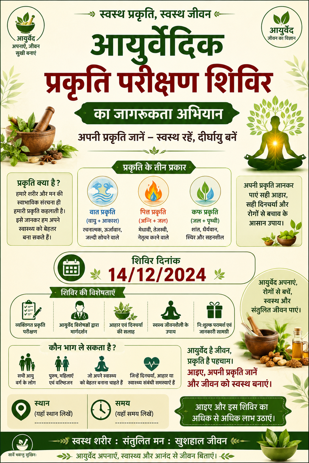 आयुर्वेदिक प्रकृदि परीक्षण दिदर्वर का जागरूकिा अदियान